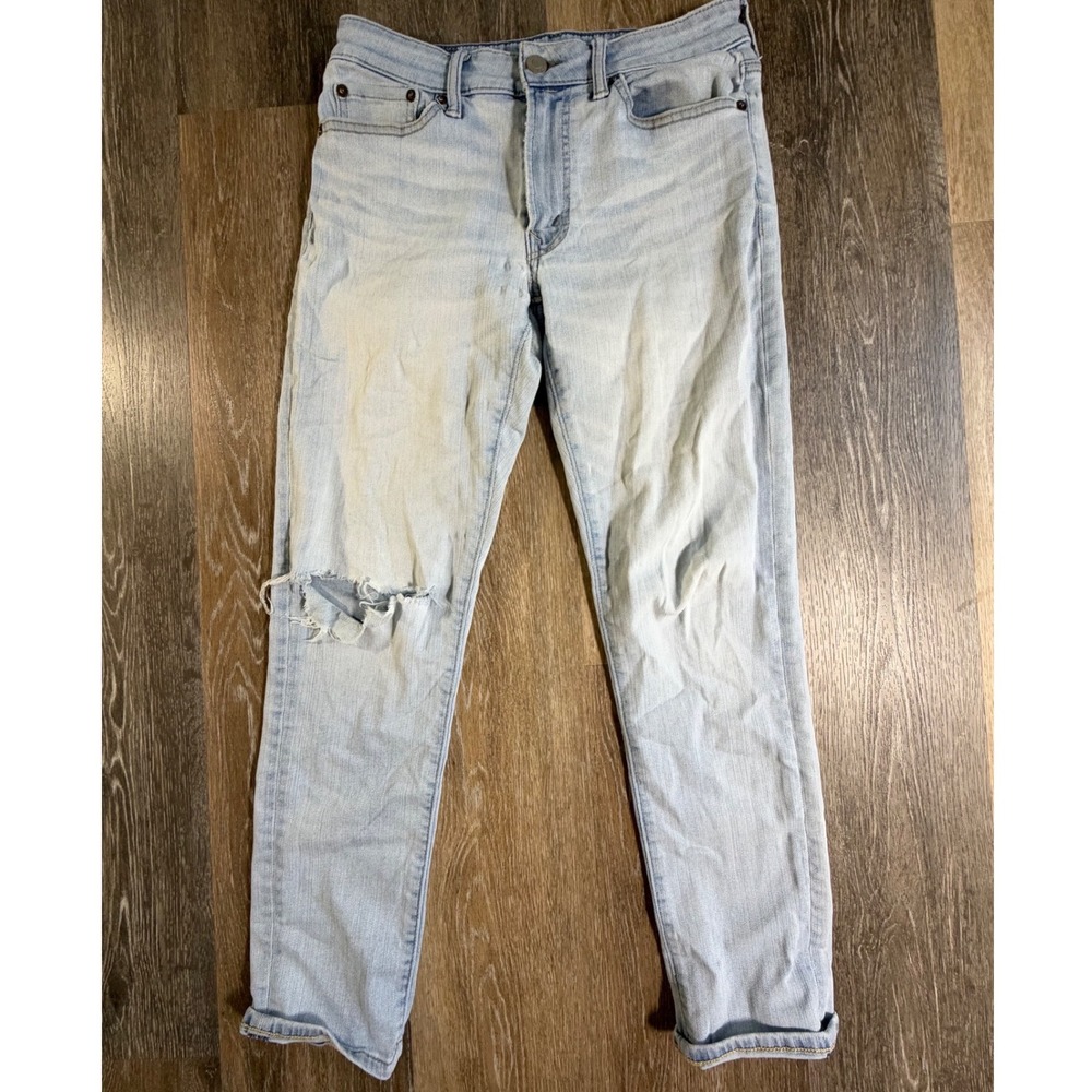 American Eagle Slim Jeans Mens 29x30 Light Wash Distressed Next Level Flex